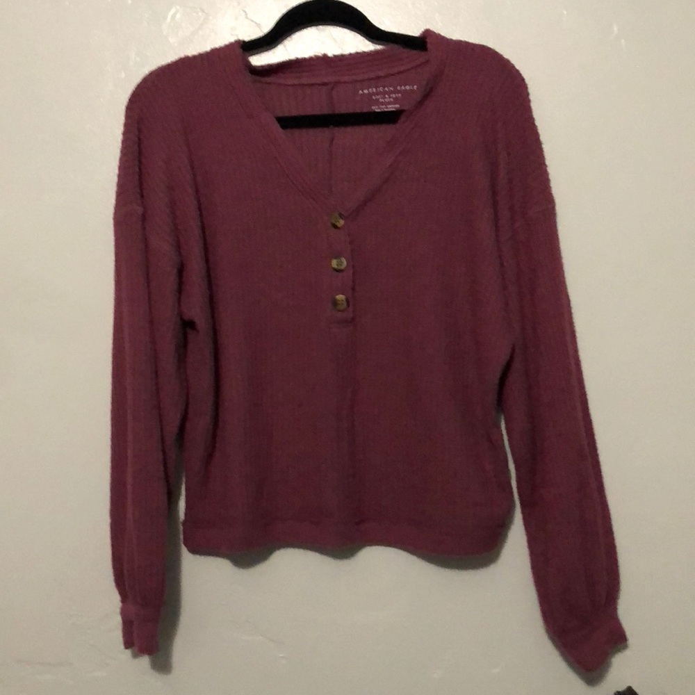 AEO waffle plush henley